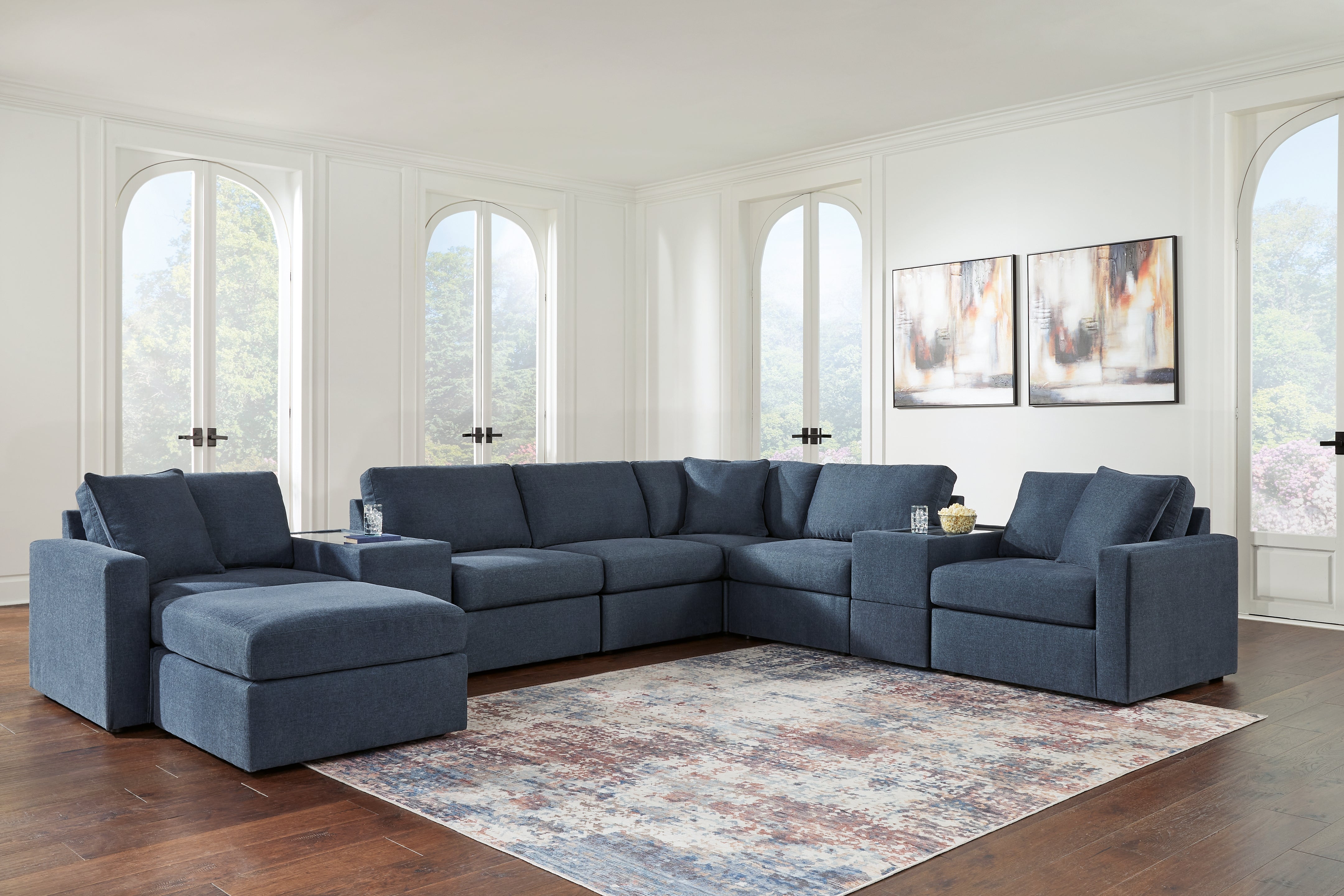 Hoover Furniture Outlet - Ashley Furniture - Modmax 8-Piece Sectional and Ottoman - 8-Piece Sectional and Ottoman / Ink - 92121U3