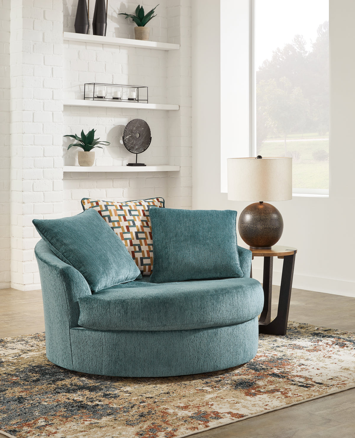 Hoover Furniture Outlet - Ashley Furniture - Laylabrook Oversized Swivel Accent Chair - Oversized Swivel Accent Chair / Teal - 9220621