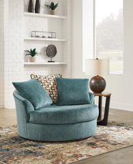 Hoover Furniture Outlet - Ashley Furniture - Laylabrook Oversized Swivel Accent Chair - Oversized Swivel Accent Chair / Teal - 9220621