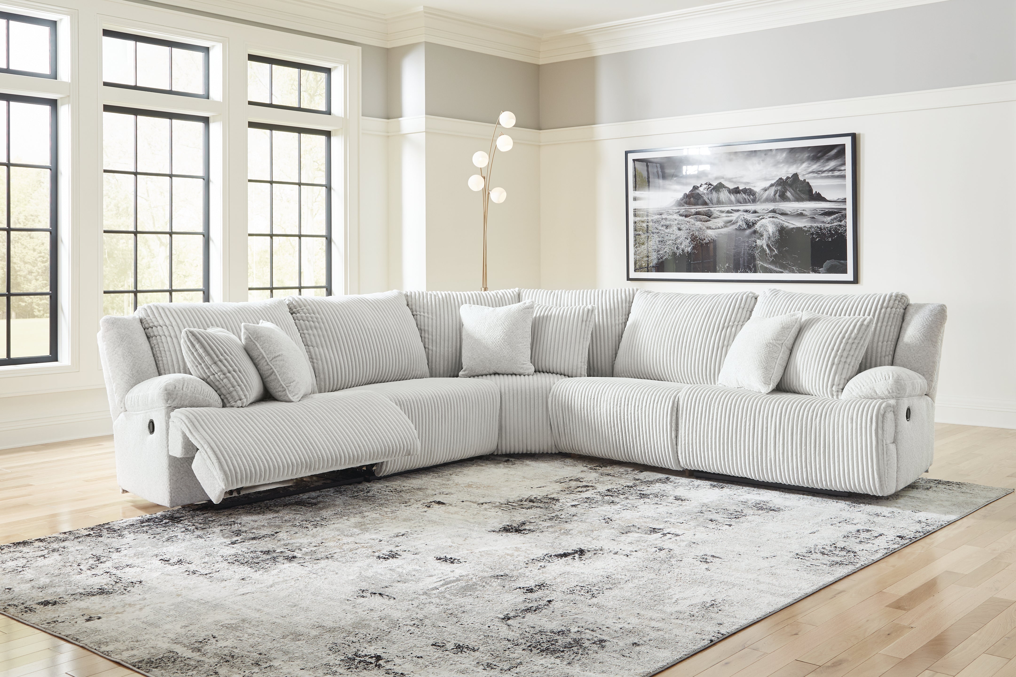 Hoover Furniture Outlet - Ashley Furniture - Top Tier 5-Piece Reclining Sectional - 5-Piece Reclining Sectional / Alloy - 92706S3
