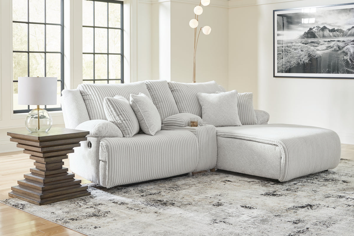 Hoover Furniture Outlet - Ashley Furniture - Top Tier 3-Piece Reclining Sectional Sofa with Chaise - 3-Piece Reclining Sectional Sofa with Chaise / Alloy - 92706S4