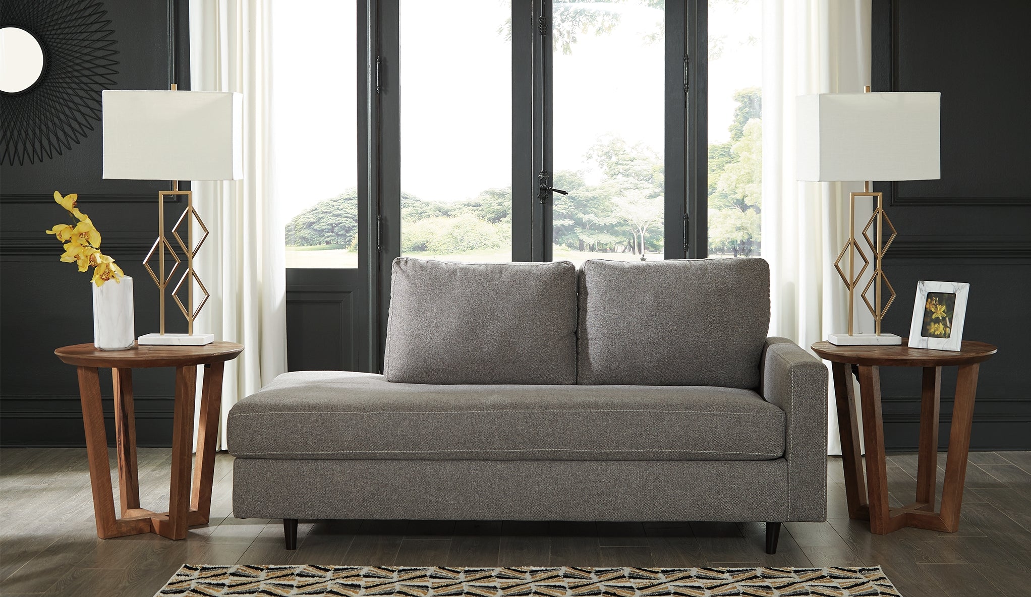 Hoover Furniture Outlet - Ashley Furniture - Lyman Right-Arm Facing Corner Chaise - RAF Corner Chaise / Graphite - 9330317