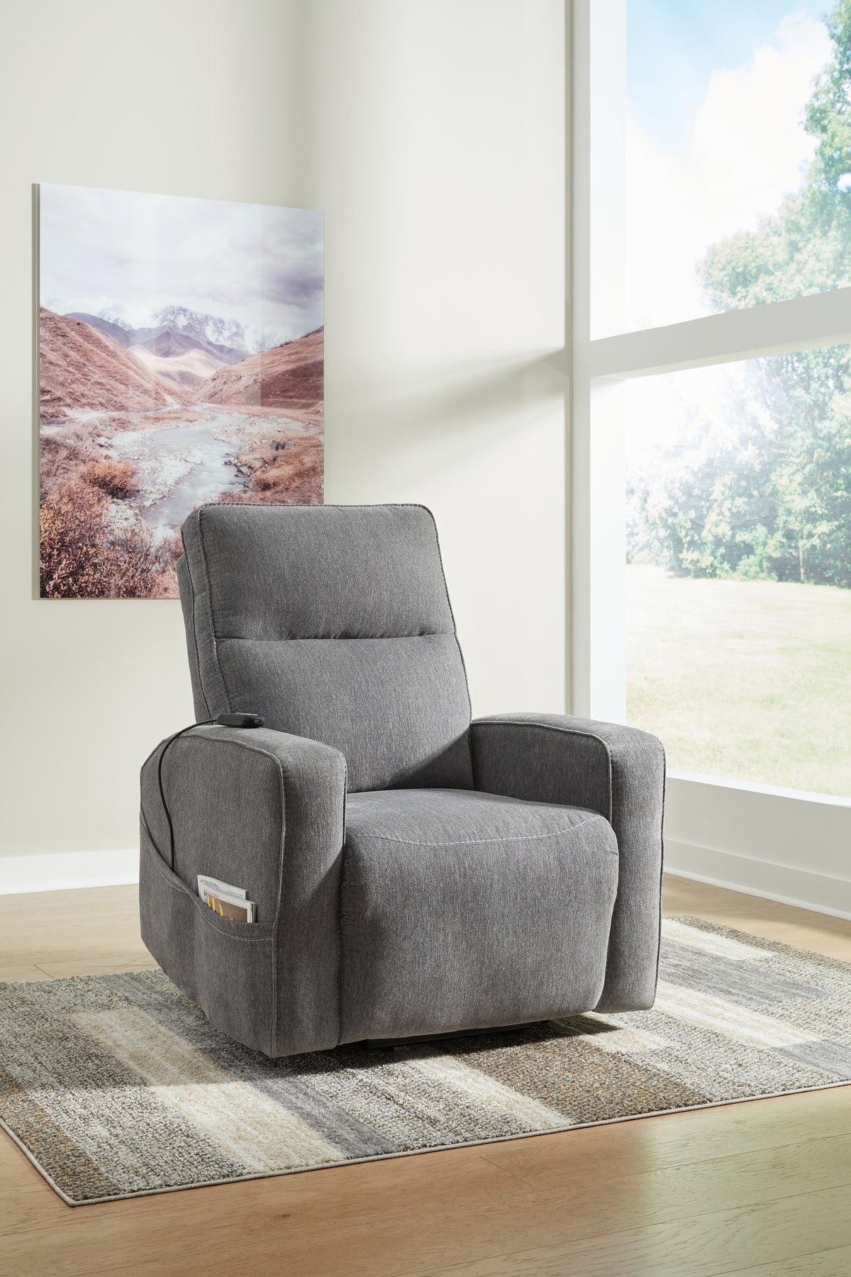 Hoover Furniture Outlet - Ashley Furniture - Starganza Power Lift Recliner - Power Lift Recliner / Gray - 9370412