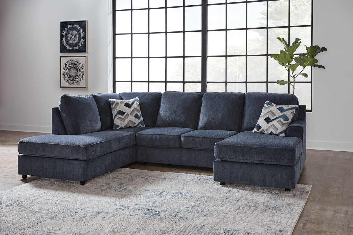 Hoover Furniture Outlet - Ashley Furniture - Albar Place 2-Piece Sectional - RAF 2-Piece Sectional / Cobalt - 95302S2