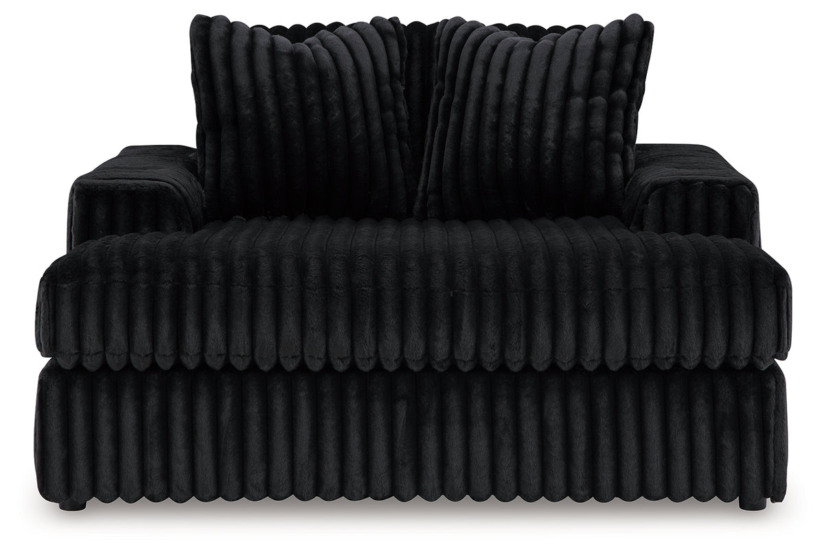 Hoover Furniture Outlet - Ashley Furniture - Midnight-Madness 4-Piece Sectional and Oversized Chaise - 4-Piece Sectional and Oversized Chaise / Onyx - 98103U2