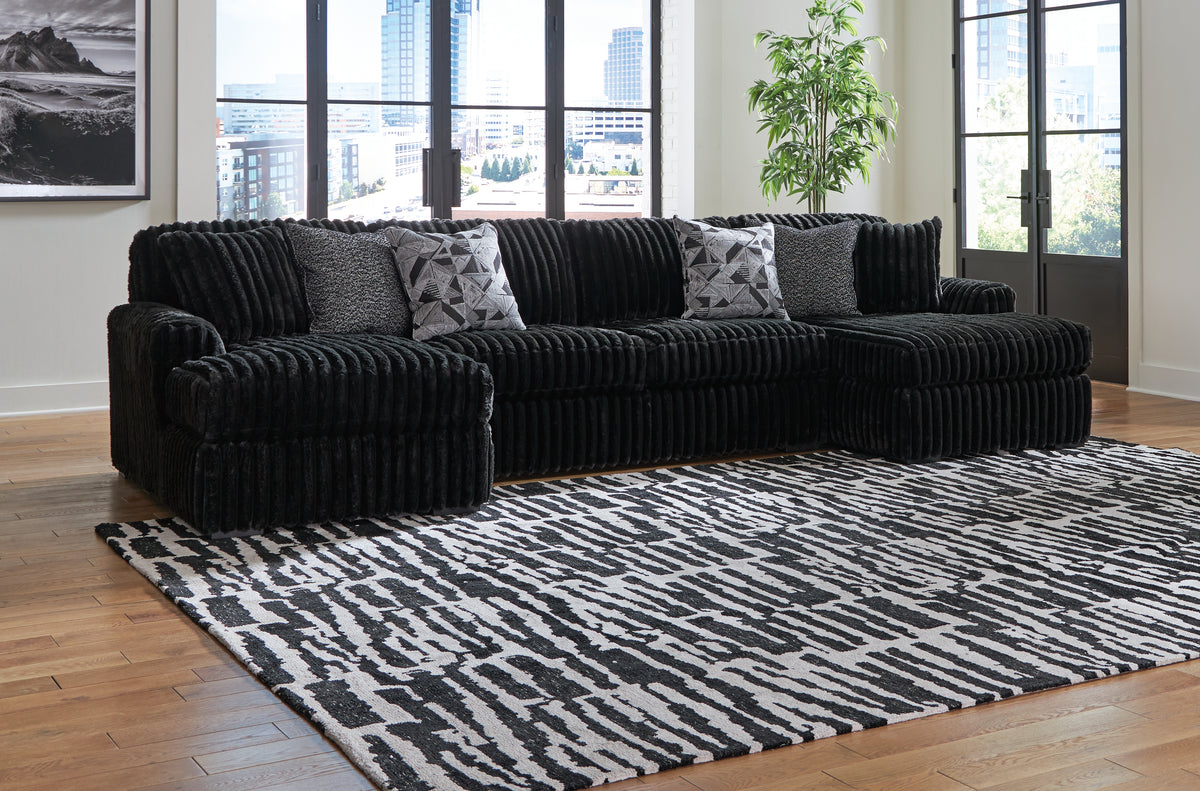 Hoover Furniture Outlet - Ashley Furniture - Midnight-Madness 3-Piece Sectional with Chaise - RAF 3-Piece Sectional with Chaise - 98103S5
