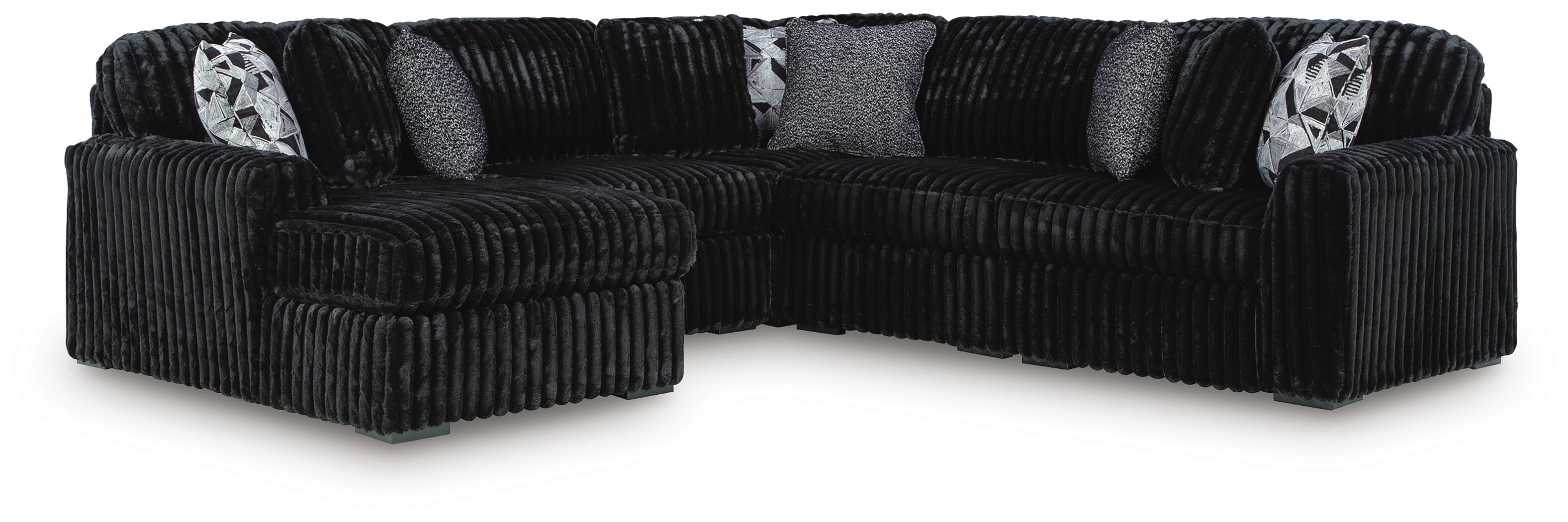 Hoover Furniture Outlet - Ashley Furniture - Midnight-Madness 5-Piece Sectional with Chaise - RAF 5-Piece Sectional with Chaise / Onyx - 98103S21