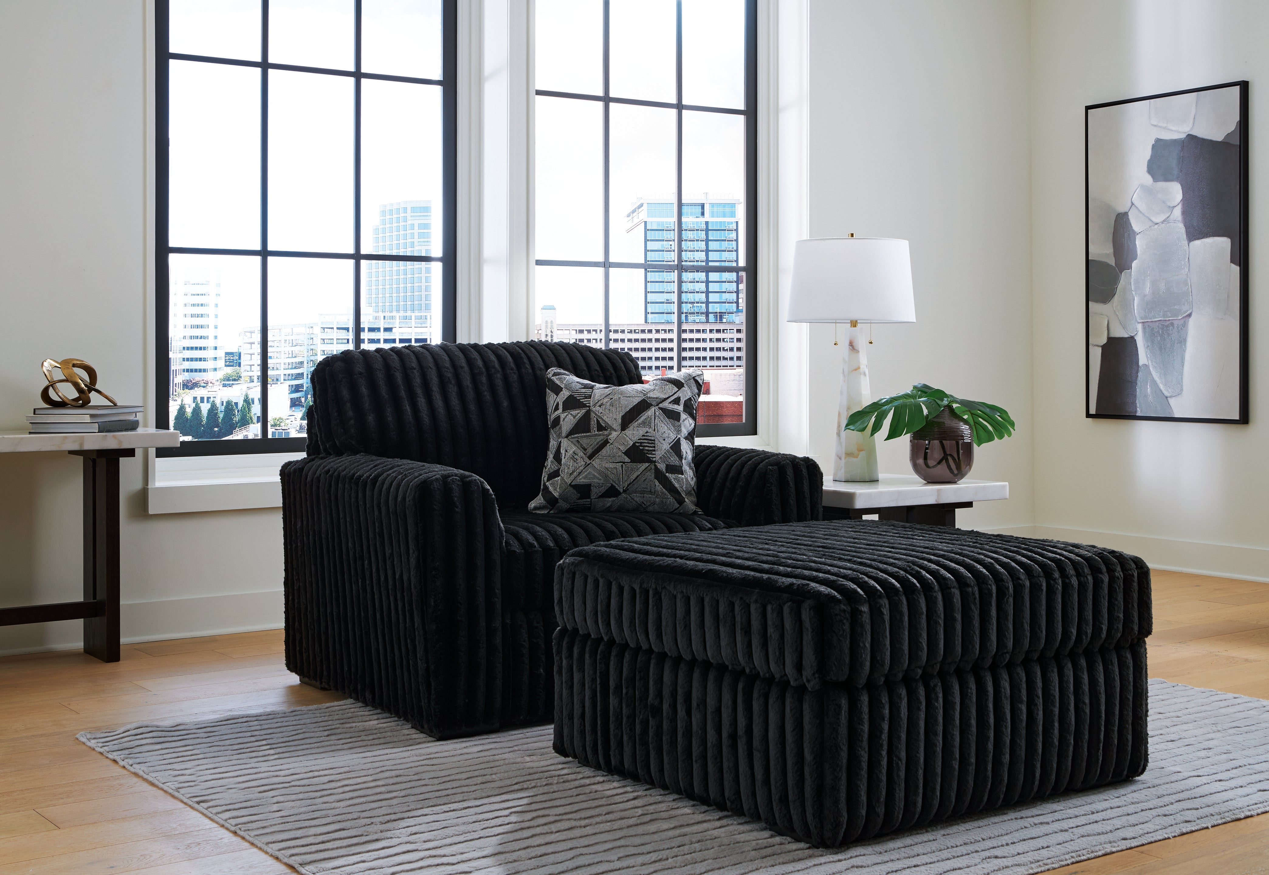 Hoover Furniture Outlet - Ashley Furniture - Midnight-Madness Oversized Chair and Ottoman - Oversized Chair and Ottoman - 98103U15