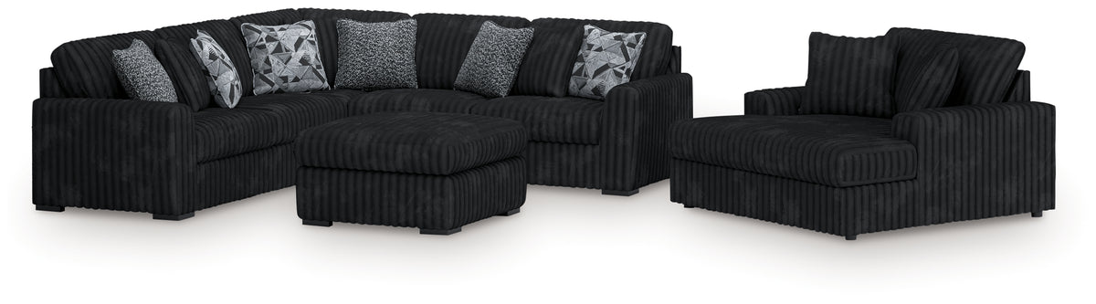 Hoover Furniture Outlet - Ashley Furniture - Midnight-Madness 3-Piece Sectional, Chaise and Oversized Accent Ottoman - 3-Piece Sectional, Chaise and Oversized Accent Ottoman - 98103U1