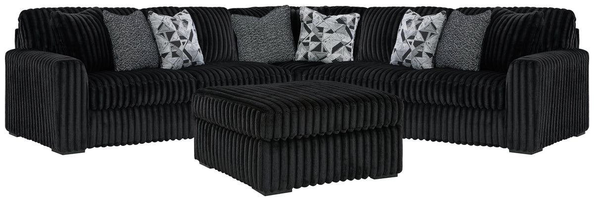 Hoover Furniture Outlet - Ashley Furniture - Midnight-Madness 3-Piece Sectional and Oversized Ottoman - 3-Piece Sectional and Oversized Ottoman - 98103U7