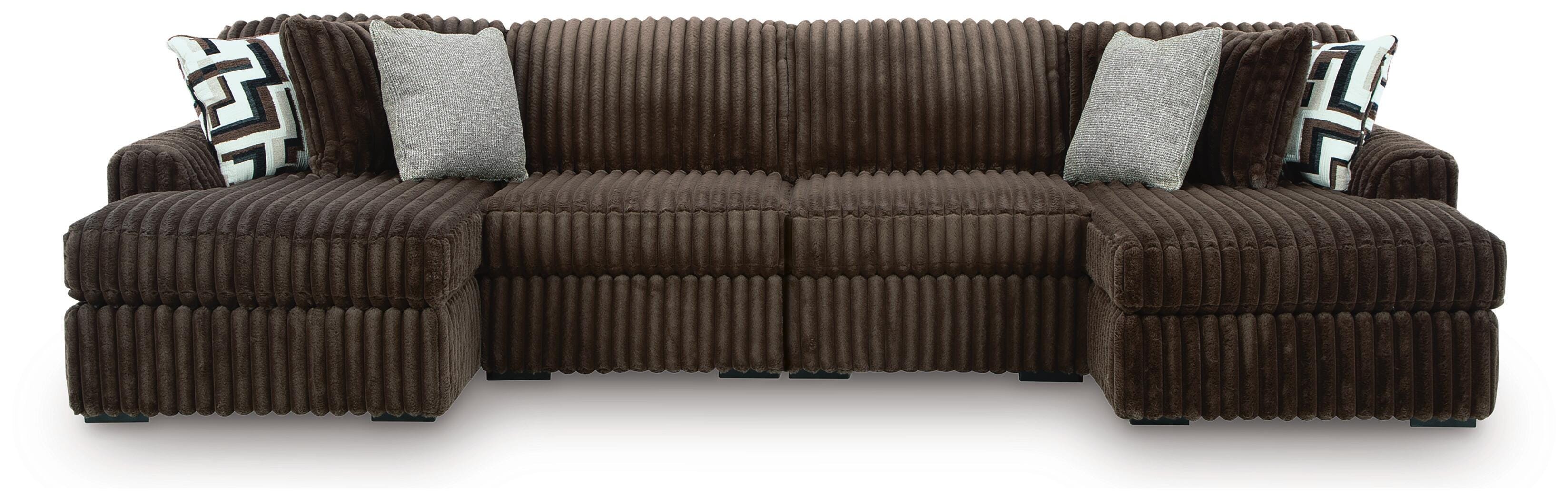Hoover Furniture Outlet - Ashley Furniture - Midnight-Madness 4-Piece Double Chaise Sectional - RAF 4-Piece Double Chaise Sectional - 98104S18