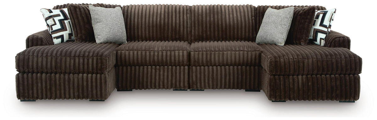 Hoover Furniture Outlet - Ashley Furniture - Midnight-Madness 4-Piece Double Chaise Sectional - RAF 4-Piece Double Chaise Sectional - 98104S18