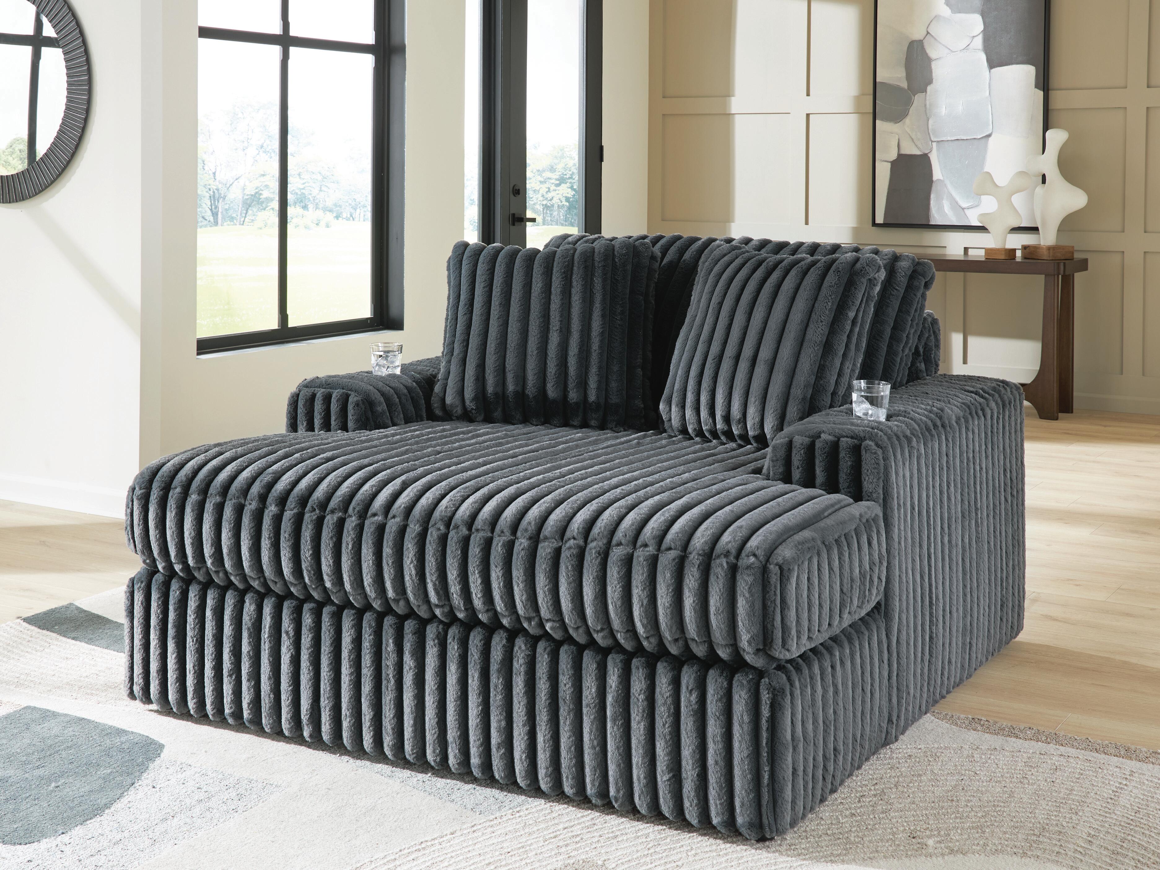 Hoover Furniture Outlet - Ashley Furniture - Midnight-Madness Oversized Chaise - Oversized Chaise / Gunmetal - 9810515