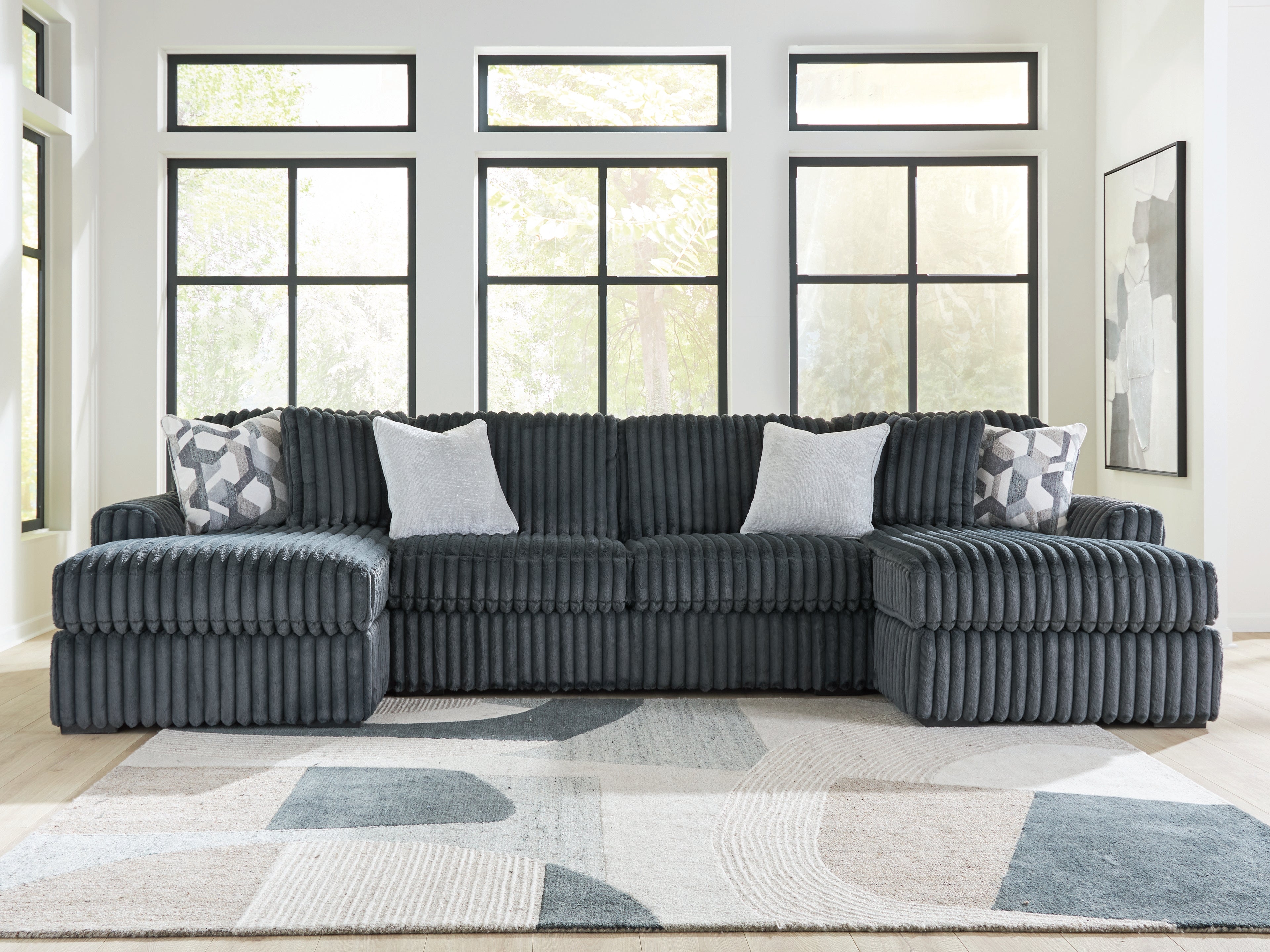 Hoover Furniture Outlet - Ashley Furniture - Midnight-Madness 3-Piece Double Chaise Sectional - RAF 3-Piece Double Chaise Sectional - 98105S7