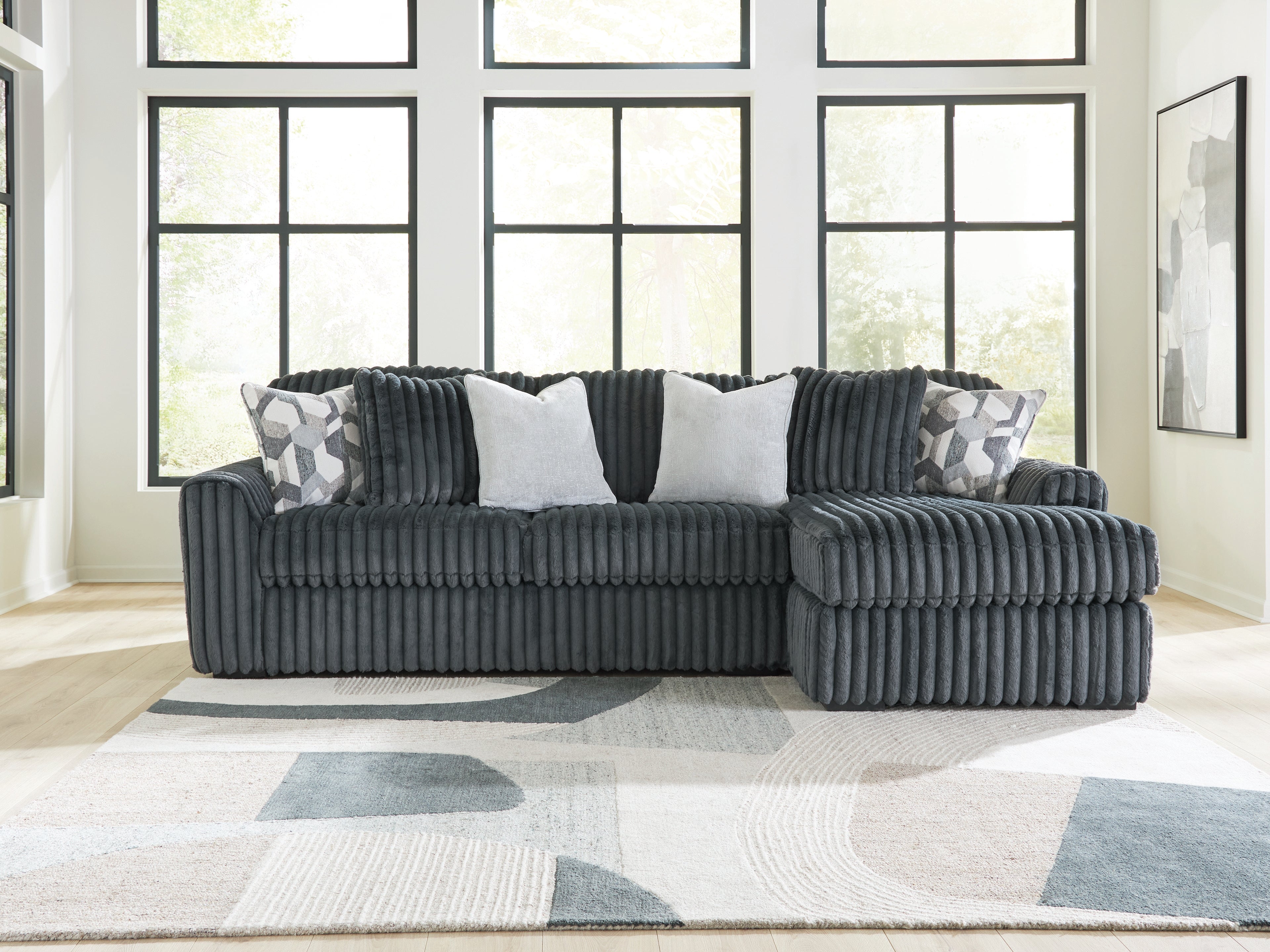 Hoover Furniture Outlet - Ashley Furniture - Midnight-Madness 2-Piece Sectional Sofa Chaise - LAF 2-Piece Sectional Sofa Chaise / Gunmetal - 98105S3