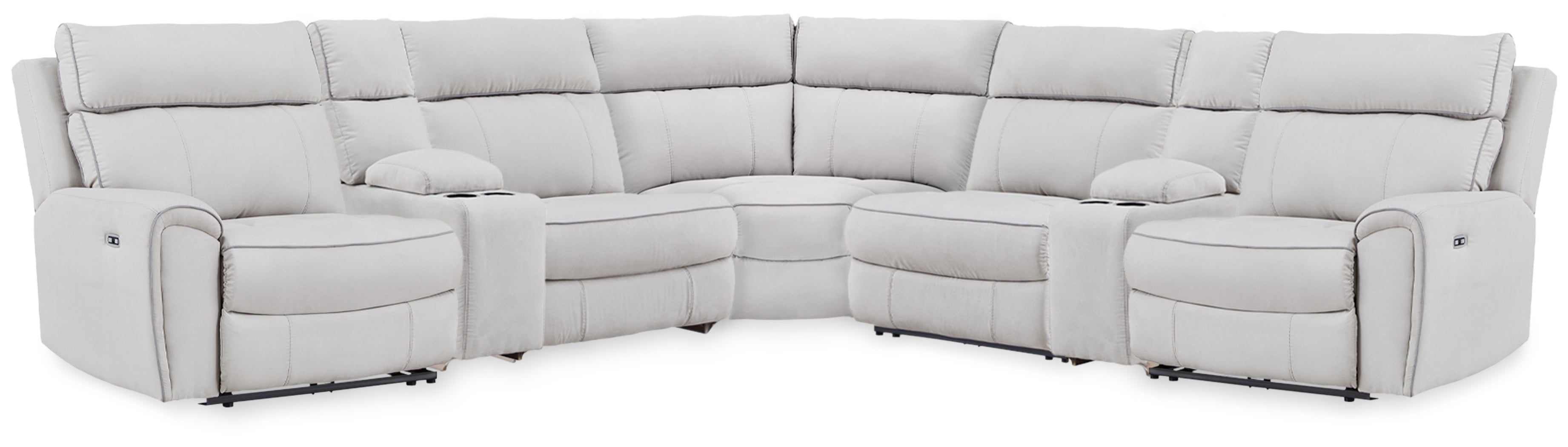 Hoover Furniture Outlet - Ashley Furniture - Social Pointe 7-Piece Reclining Sectional with Storage Consoles - 7-Piece Reclining Sectional with Storage Consoles - PC98802S34