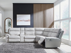 Hoover Furniture Outlet - Ashley Furniture - Social Pointe 6-Piece Reclining Sectional with Storage Console - 6-Piece Reclining Sectional with Storage Console - PC98802S36