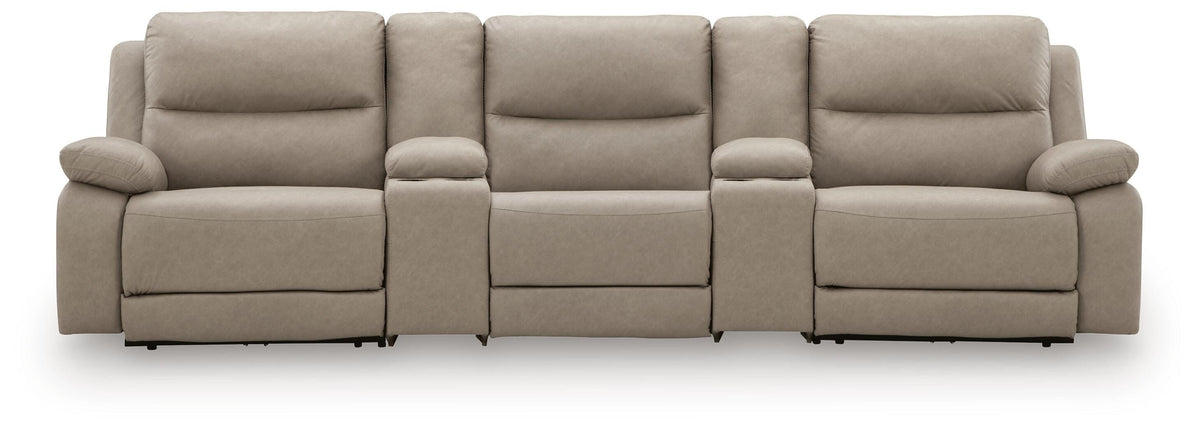 Hoover Furniture Outlet - Ashley Furniture - Narwhal Place 5-Piece Reclining Sectional with Storage Consoles - 5-Piece Reclining Sectional with Storage Consoles - PC99201S39