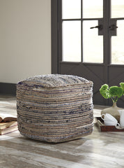 Hoover Furniture Outlet - Ashley Furniture - Absalom Pouf - Pouf / Denim - A1000550
