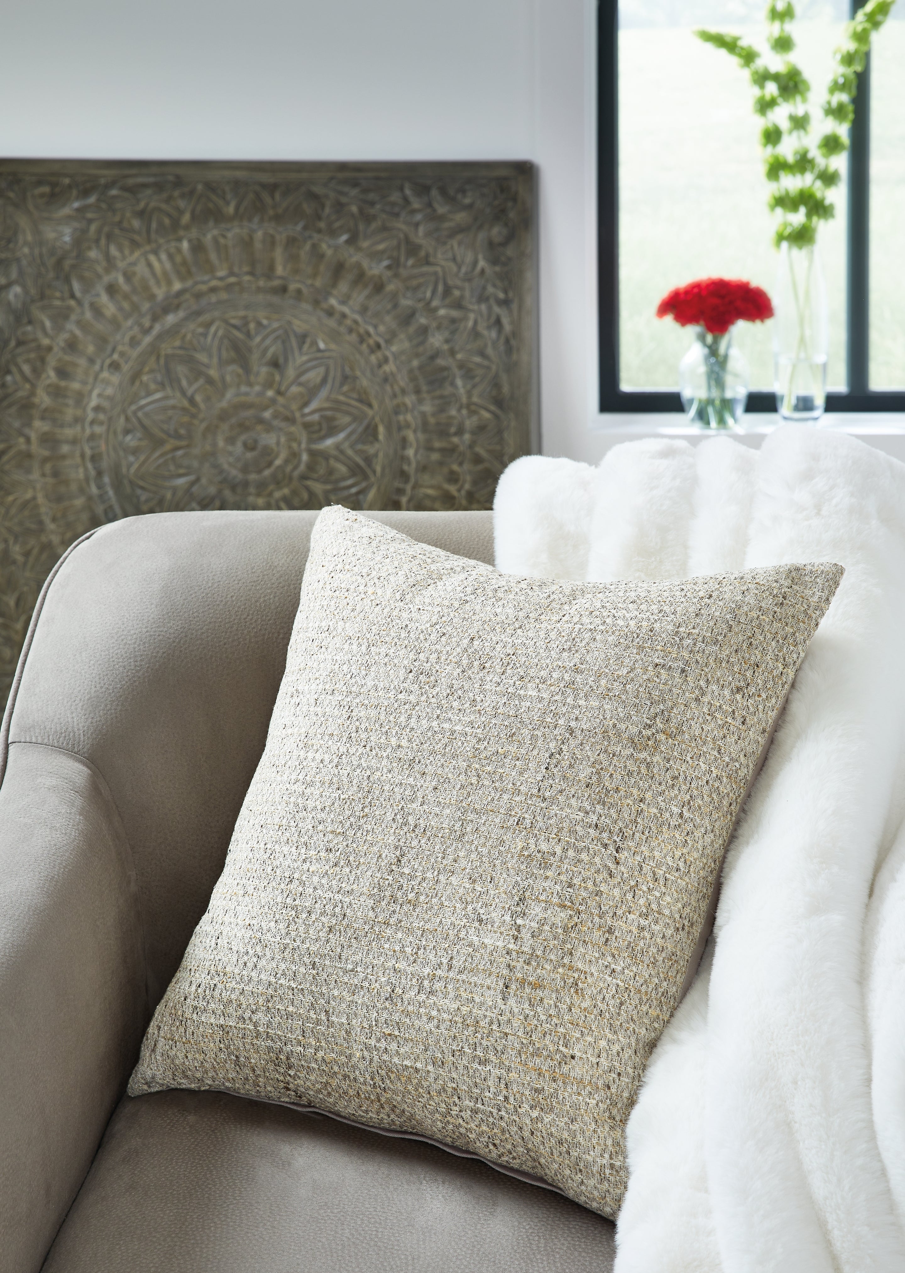 Hoover Furniture Outlet - Ashley Furniture - Erline Pillow (Set of 4) - Pillow (4/CS) / Cement - A1000895