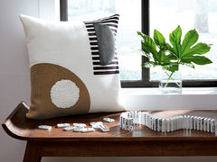 Hoover Furniture Outlet - Ashley Furniture - Longsum Pillow (Set of 4) - Pillow (4/CS) / Black/White/Honey - A1000927