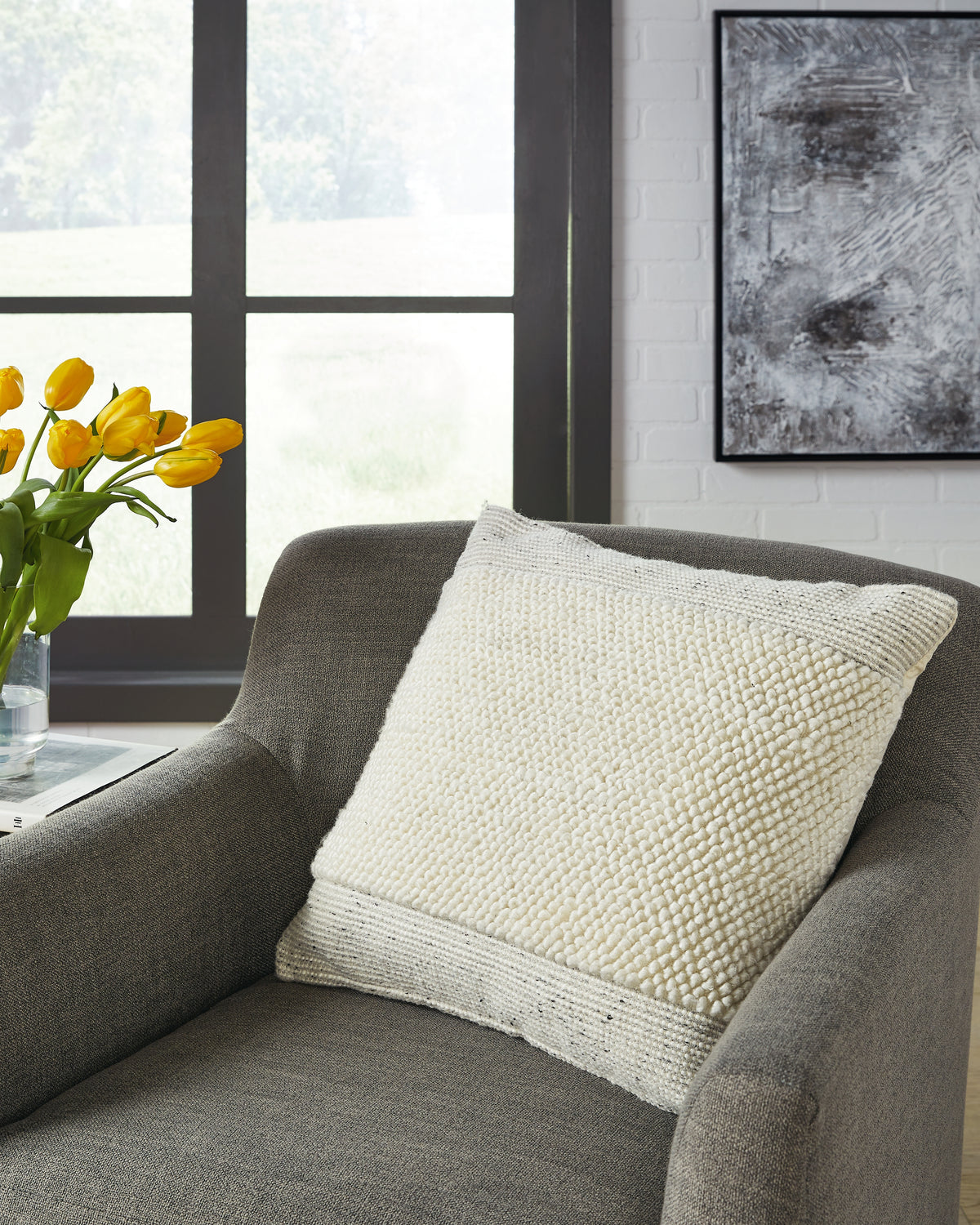 Hoover Furniture Outlet - Ashley Furniture - Rowcher Pillow (Set of 4) - Pillow (4/CS) / Gray/White - A1001004