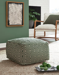 Hoover Furniture Outlet - Ashley Furniture - Abacy Pouf - Pouf / Green/Ivory - A1001053
