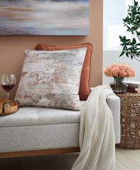 Hoover Furniture Outlet - Ashley Furniture - Edinfielders Pillow (Set of 4) - Pillow (4/CS) / Cream/Gray/Rust - A1001094