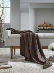 Hoover Furniture Outlet - Ashley Furniture - Anawood Throw (Set of 3) - Throw (3/CS) / Brown - A1001098