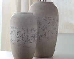 Hoover Furniture Outlet - Ashley Furniture - Dimitra Vase (Set of 2) - Vase Set (Set of 2) / Brown/Cream - A2000110
