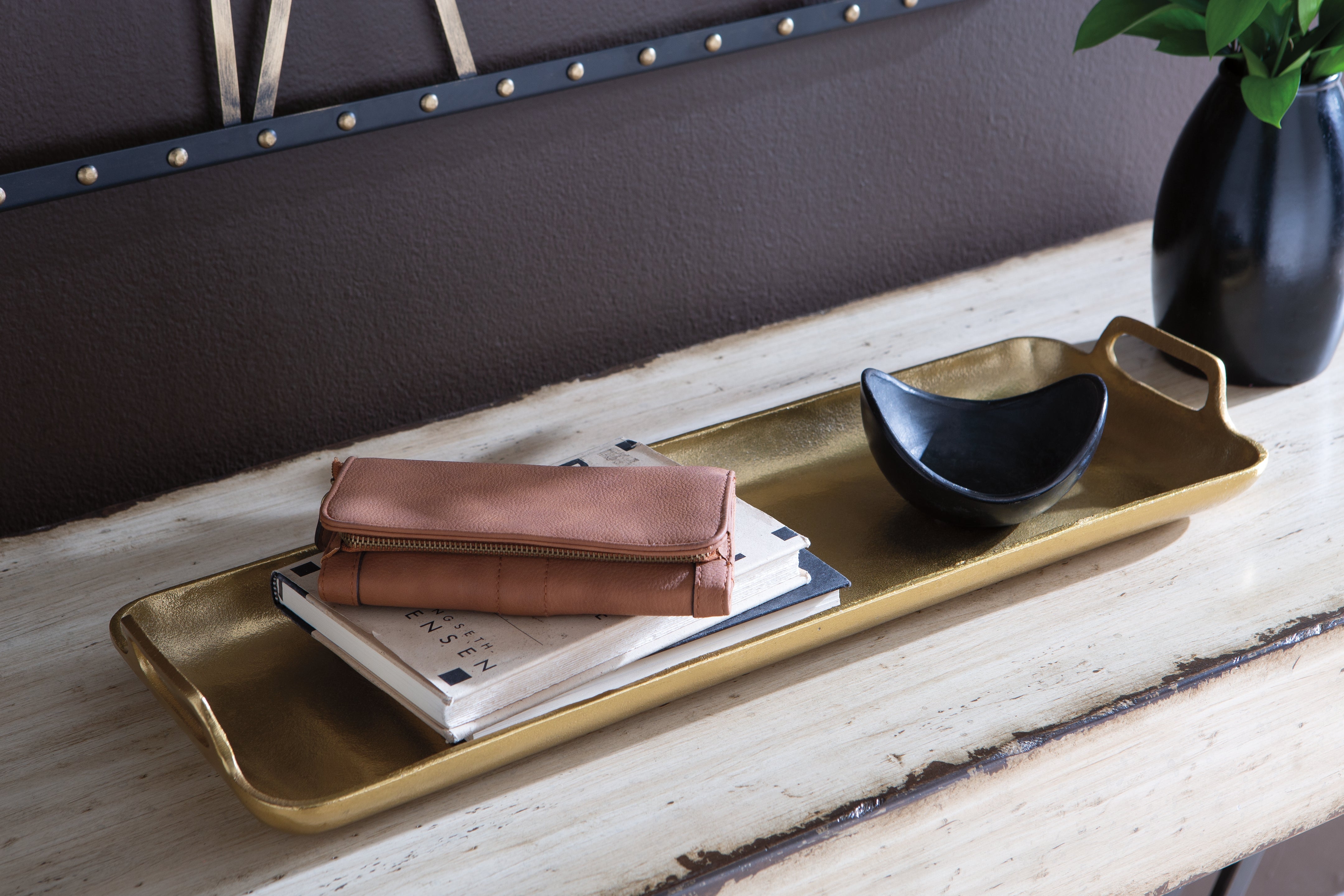 Hoover Furniture Outlet - Ashley Furniture - Posy Tray - Tray / Gold Finish - A2000136