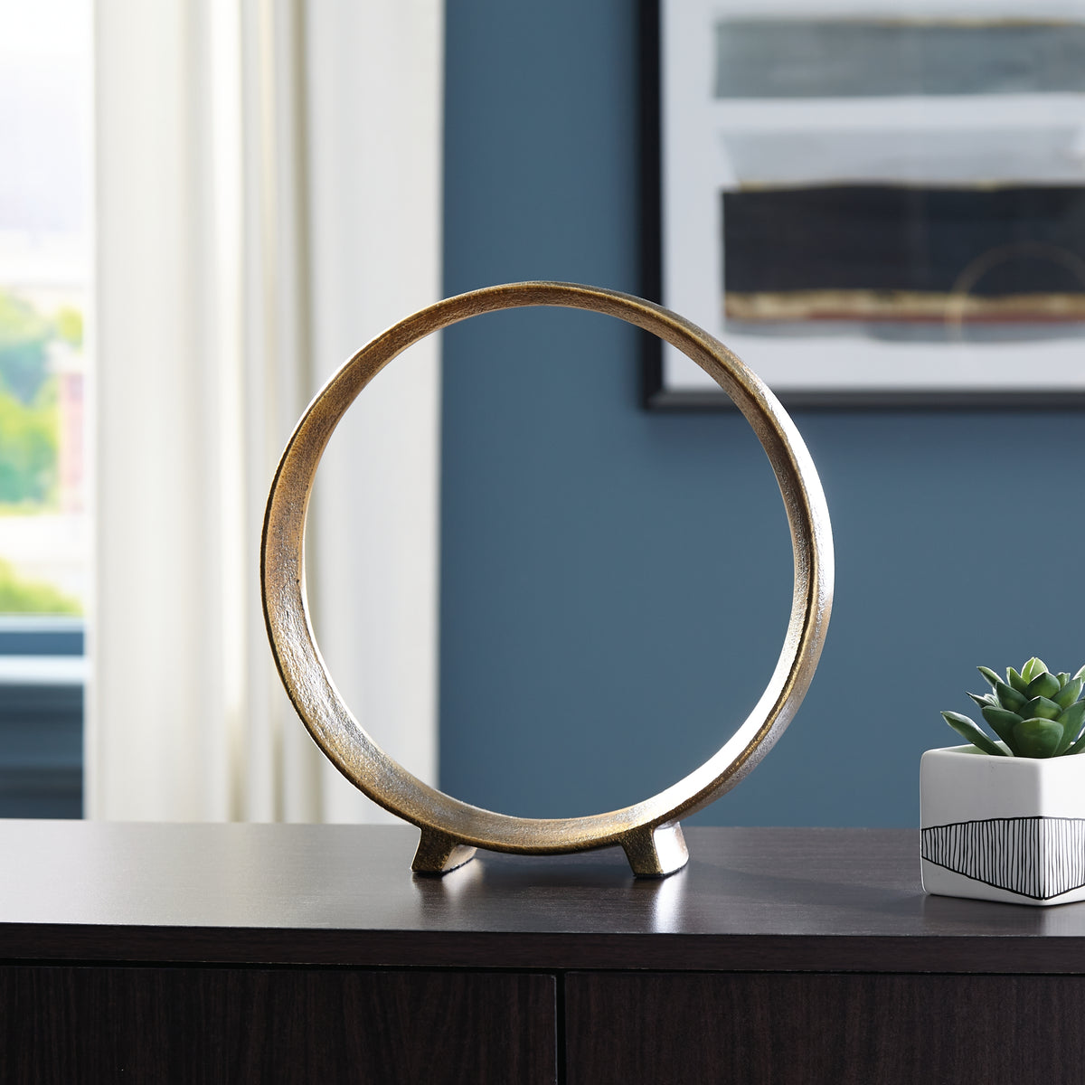 Hoover Furniture Outlet - Ashley Furniture - Ryandale Sculpture (Set of 2) - Sculpture (2/CS) / Antique Brass Finish - A2000499