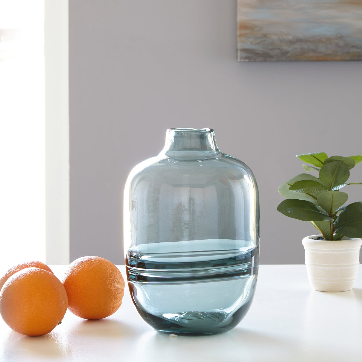 Hoover Furniture Outlet - Ashley Furniture - Lemmitt Vase - Vase / Teal - A2000540