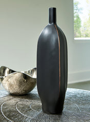 Hoover Furniture Outlet - Ashley Furniture - Rhaveney Vase (Set of 3) - Vase (3/CS) / Black - A2000551