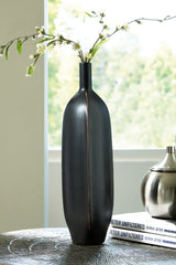 Hoover Furniture Outlet - Ashley Furniture - Rhaveney Vase (Set of 3) - Vase (3/CS) / Black - A2000552