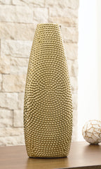 Hoover Furniture Outlet - Ashley Furniture - Efim Vase - Vase / Gold Finish - A2000576