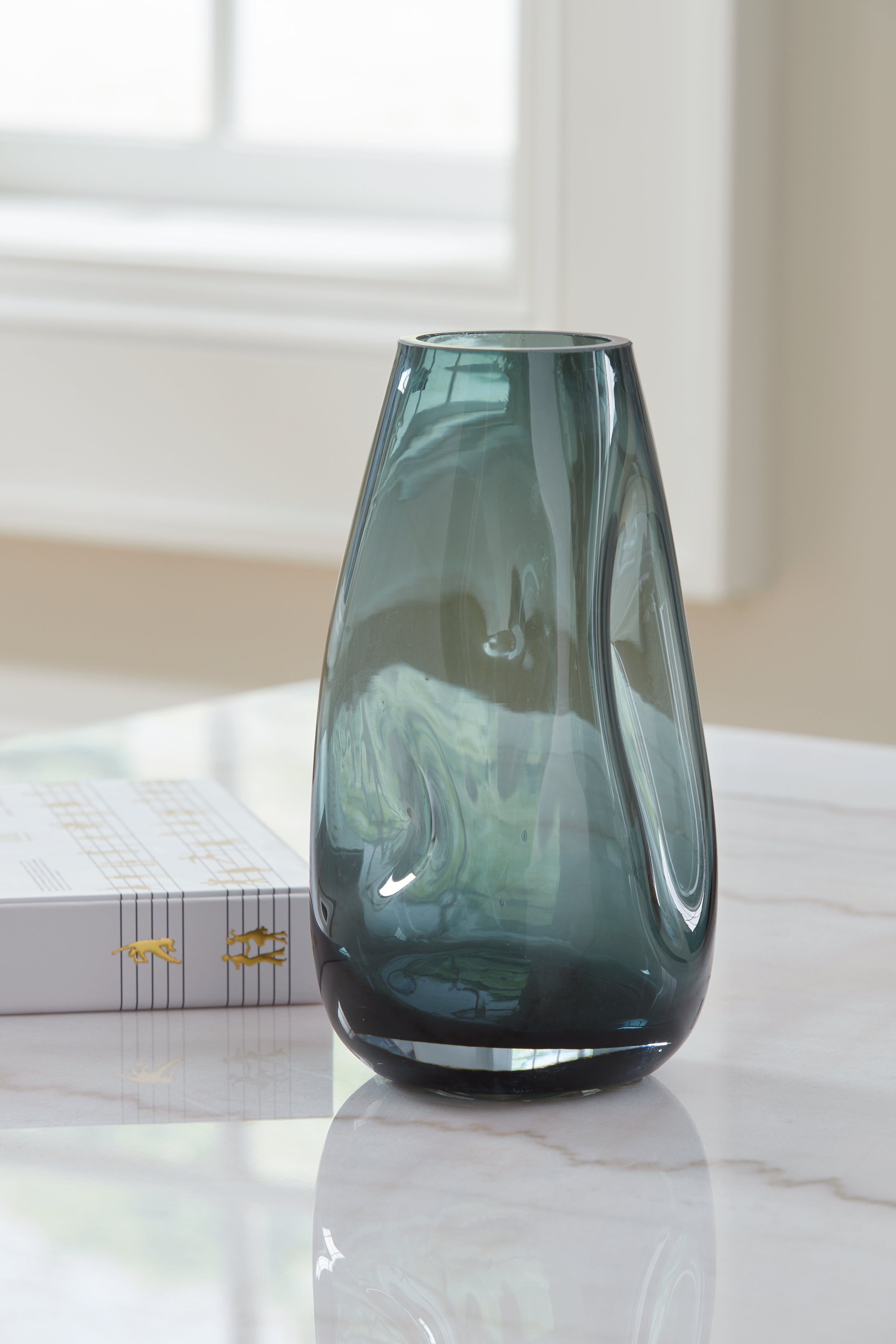 Hoover Furniture Outlet - Ashley Furniture - Beamund Vase (Set of 2) - Vase (2/CS) / Teal Blue - A2900010