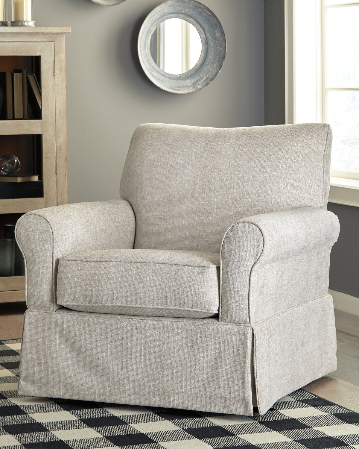 Hoover Furniture Outlet - Ashley Furniture - Searcy Accent Chair - Swivel Glider Accent Chair / Quartz - A3000006