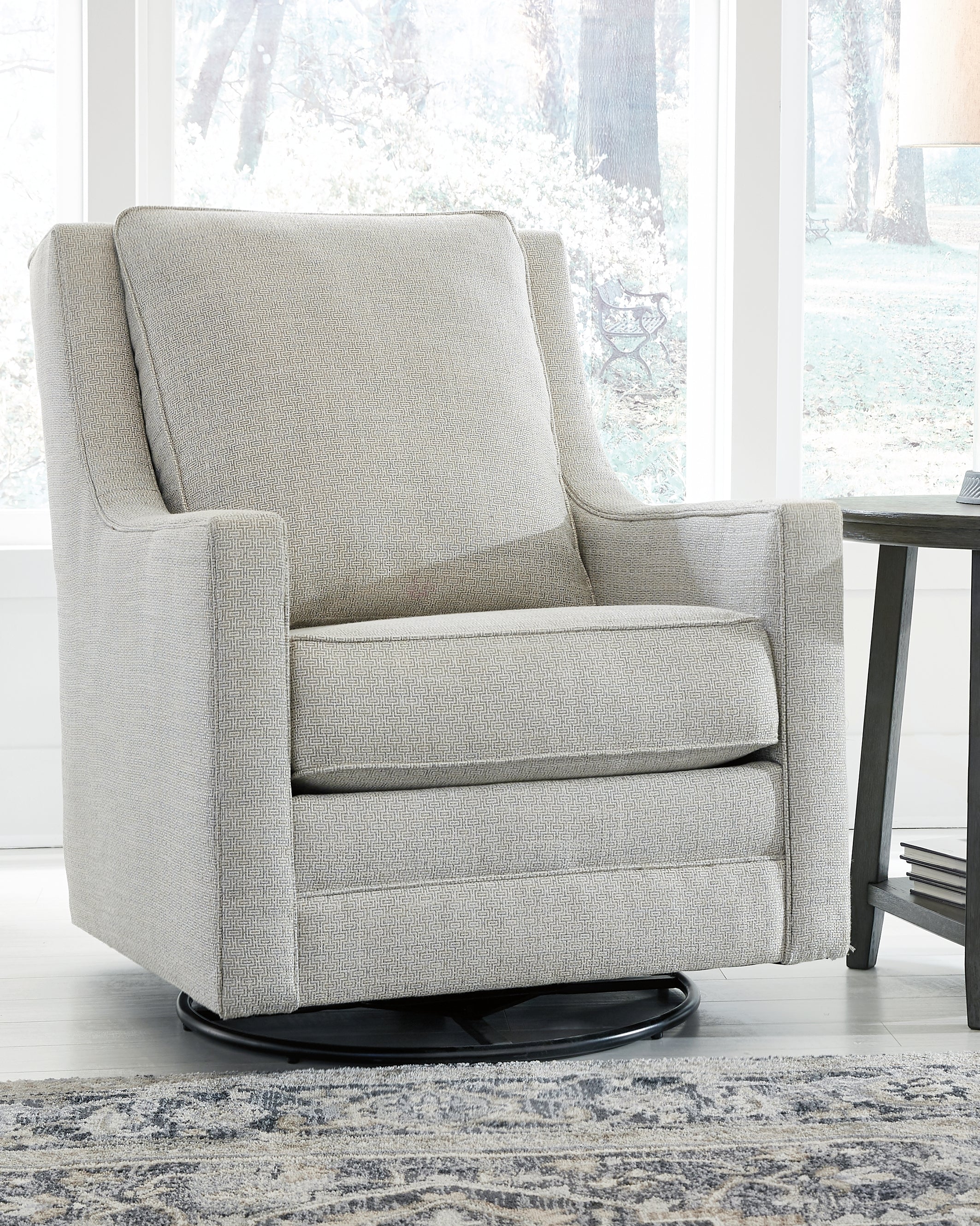 Hoover Furniture Outlet - Ashley Furniture - Kambria Swivel Glider Accent Chair - Swivel Glider Accent Chair / Frost - A3000206