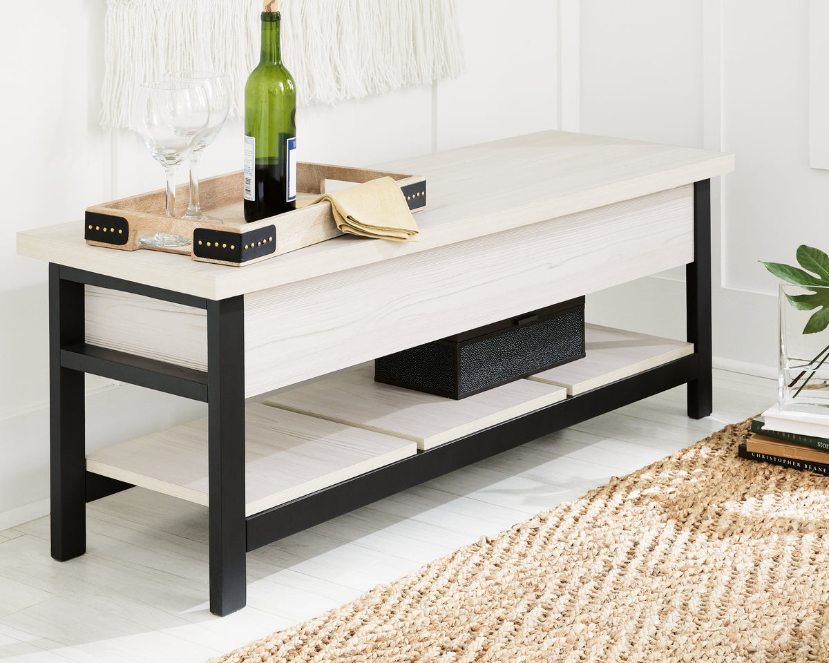 Hoover Furniture Outlet - Ashley Furniture - Rhyson Storage Bench - Storage Bench / White / 48"W x 16"D x 18"H - A3000312
