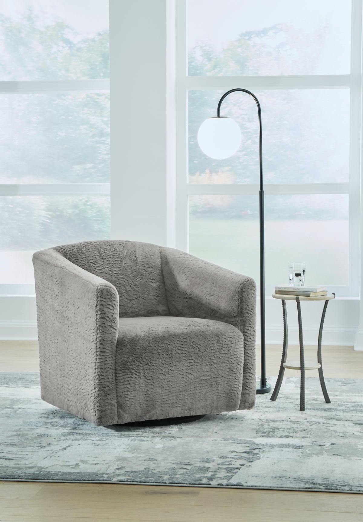 Hoover Furniture Outlet - Ashley Furniture - Bramner Accent Chair - Swivel Accent Chair / Charcoal - A3000330
