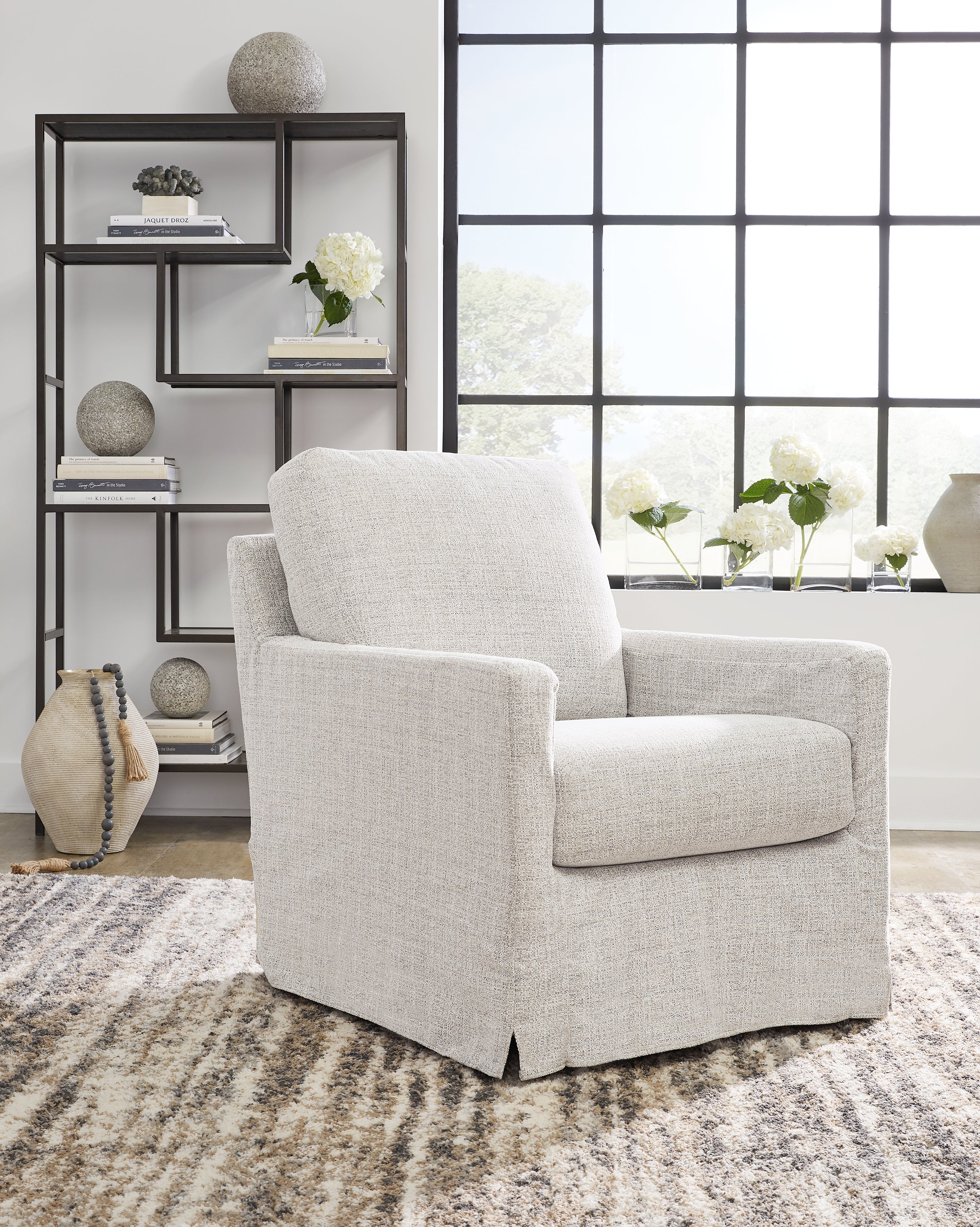 Hoover Furniture Outlet - Ashley Furniture - Nenana Next-Gen Nuvella Swivel Glider Accent Chair - Swivel Glider Accent Chair / Stone - A3000644