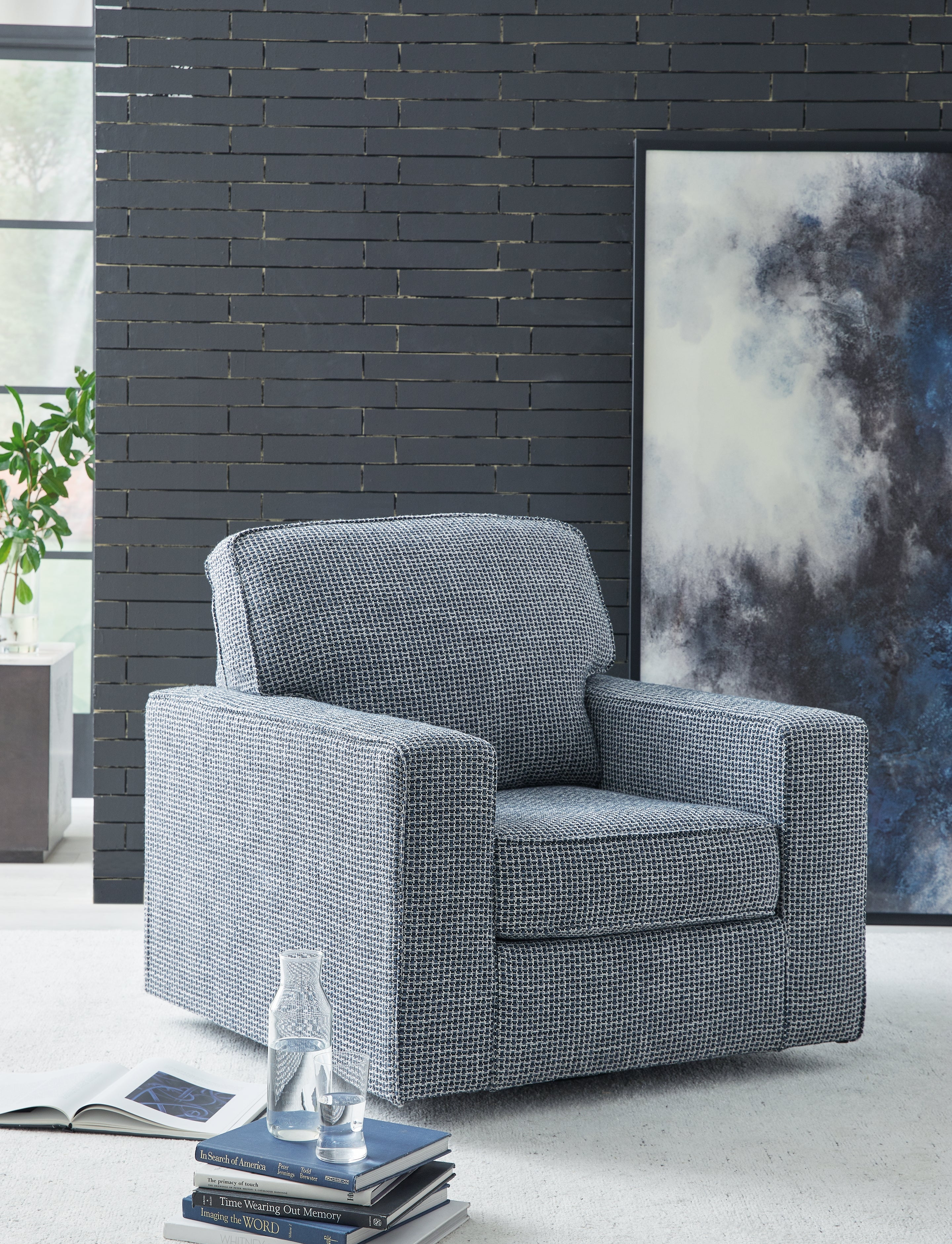 Hoover Furniture Outlet - Ashley Furniture - Olwenburg Swivel Accent Chair - Swivel Accent Chair / Denim - A3000652