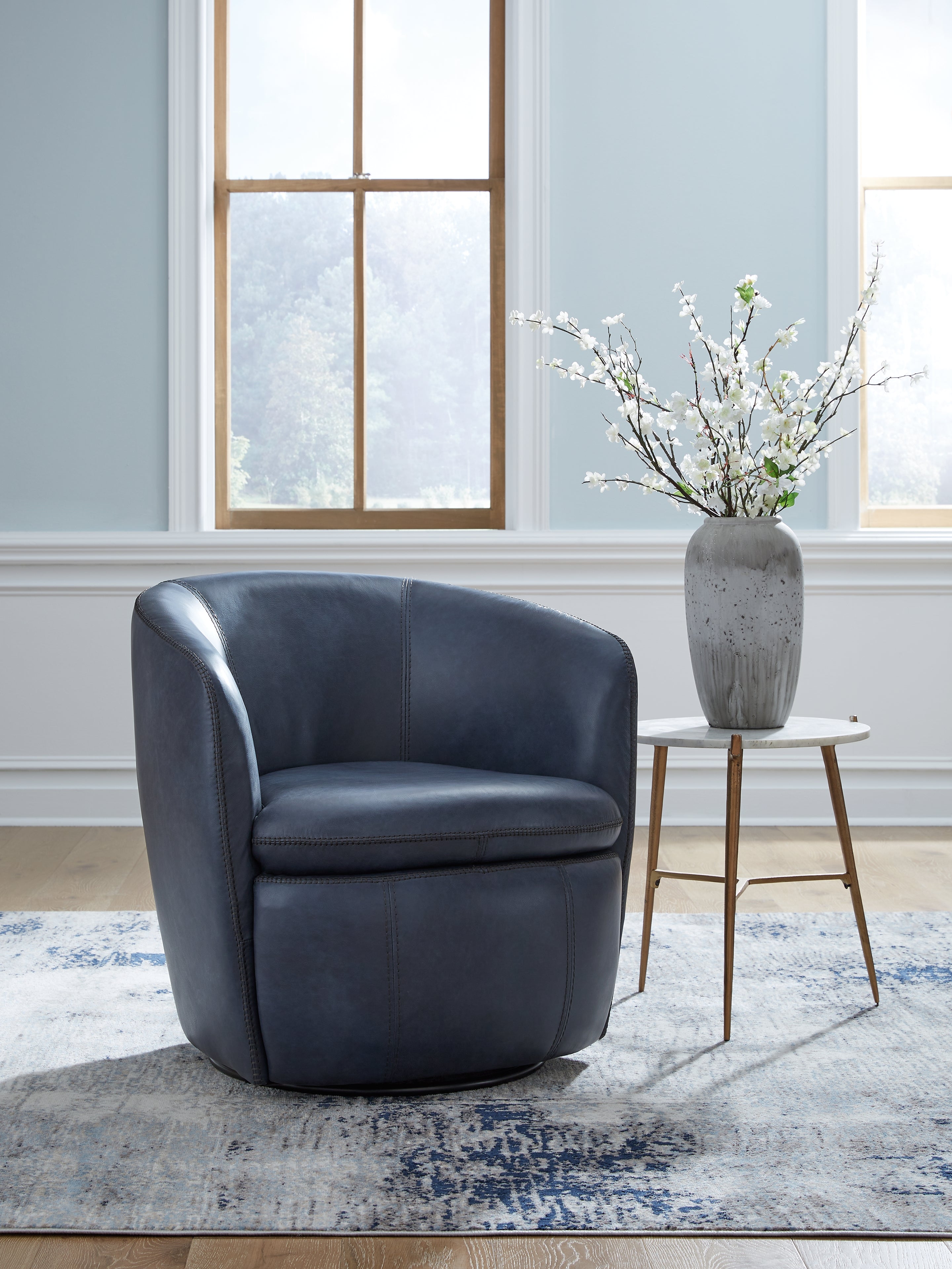 Hoover Furniture Outlet - Ashley Furniture - Kierreys Swivel Accent Chair - Swivel Accent Chair / Ocean - A3000701