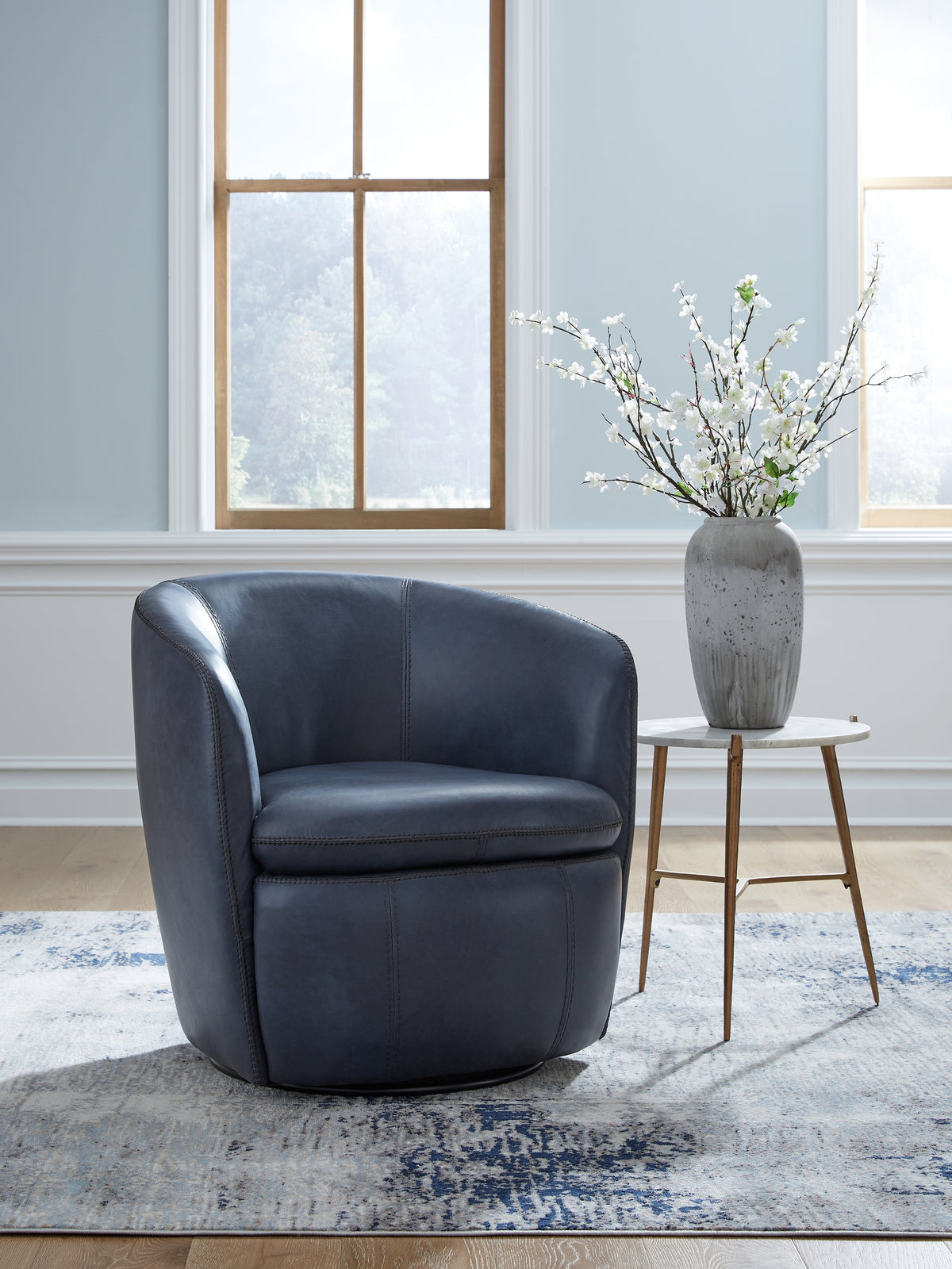 Hoover Furniture Outlet - Ashley Furniture - Kierreys Swivel Accent Chair - Swivel Accent Chair / Ocean - A3000701