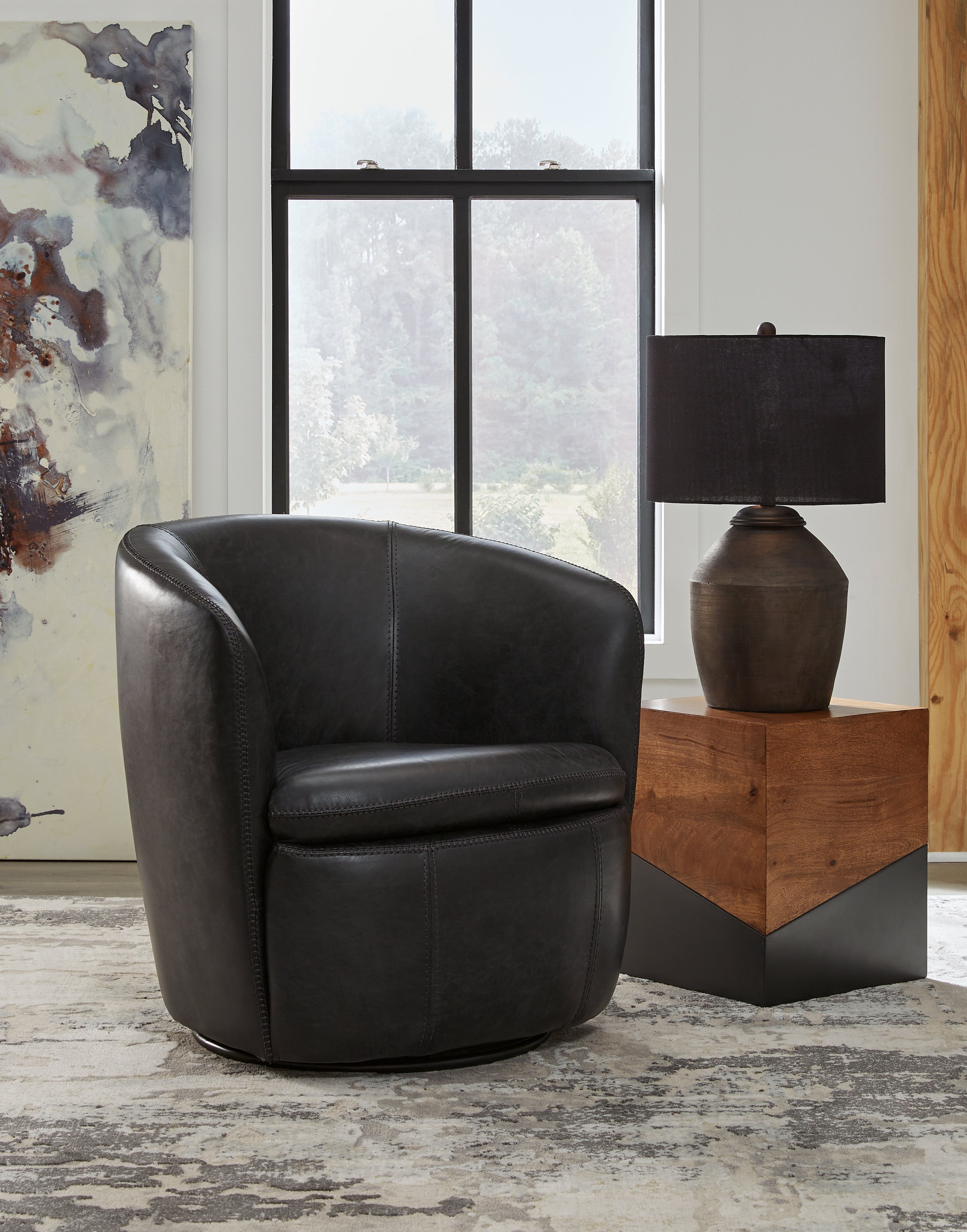 Hoover Furniture Outlet - Ashley Furniture - Kierreys Swivel Accent Chair - Swivel Accent Chair / Midnight - A3000702