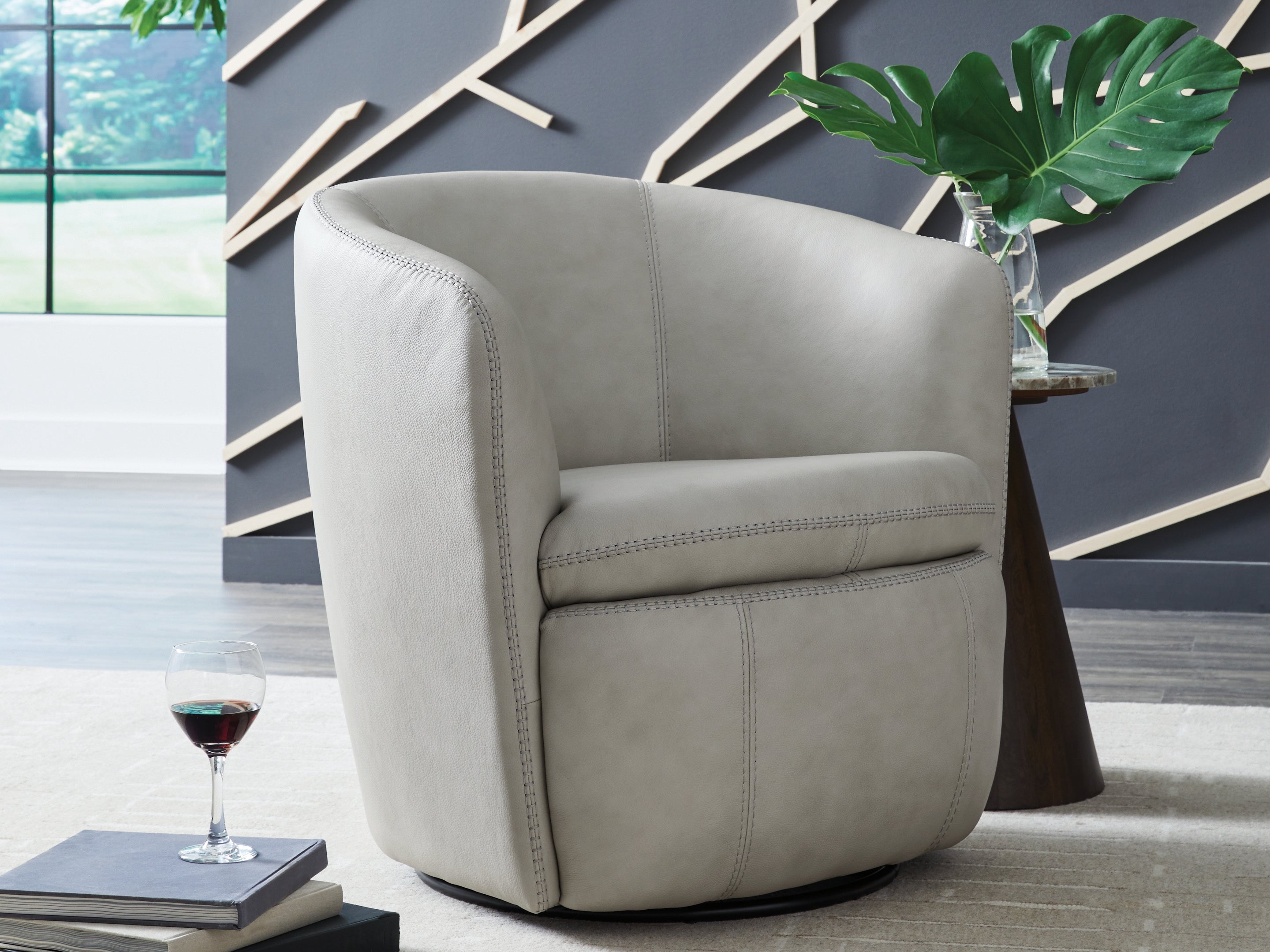 Hoover Furniture Outlet - Ashley Furniture - Kierreys Swivel Accent Chair - Swivel Accent Chair / Bone - A3000703