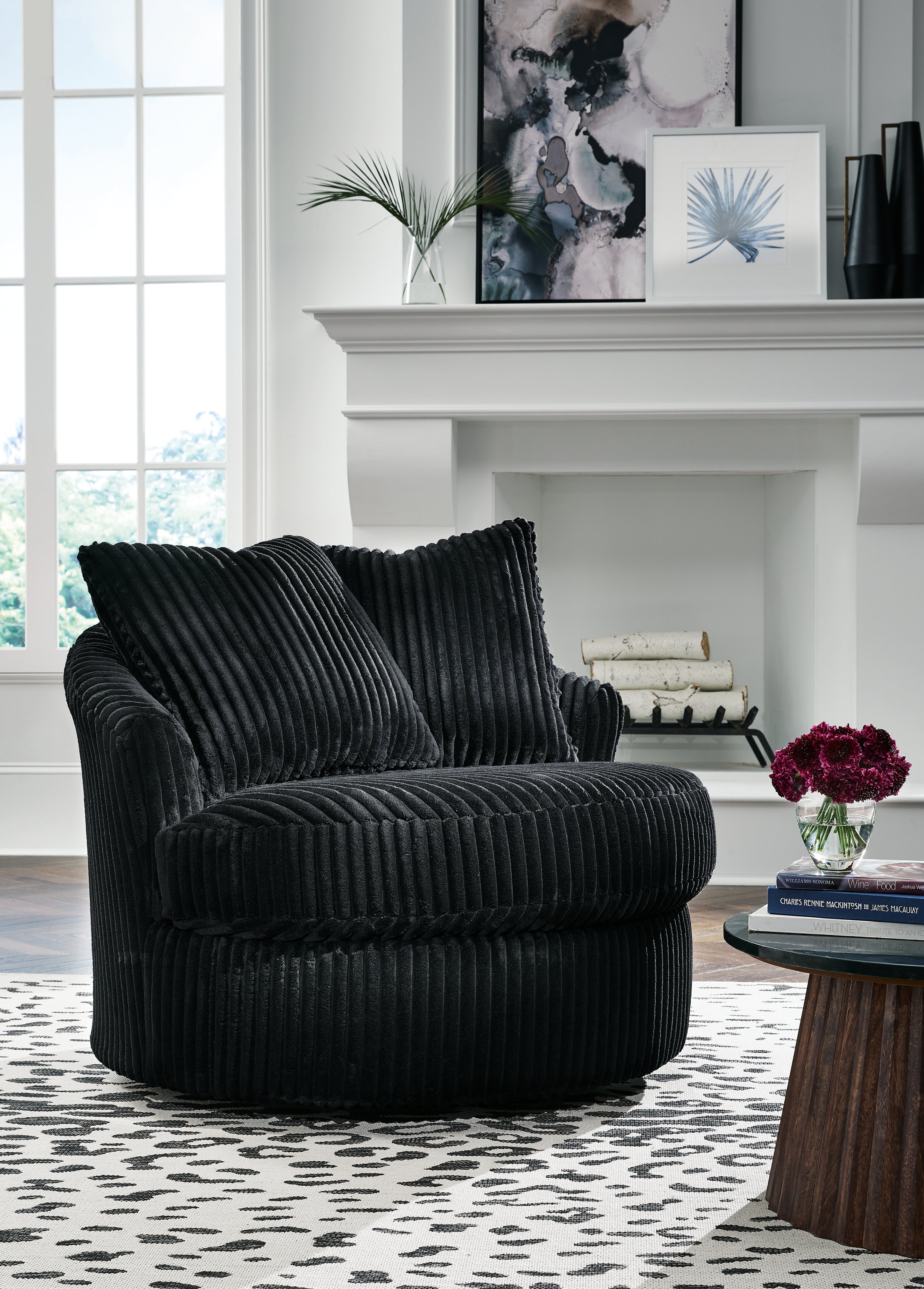 Hoover Furniture Outlet - Ashley Furniture - Gramwell Swivel Accent Chair - Swivel Accent Chair / Onyx - A3000725