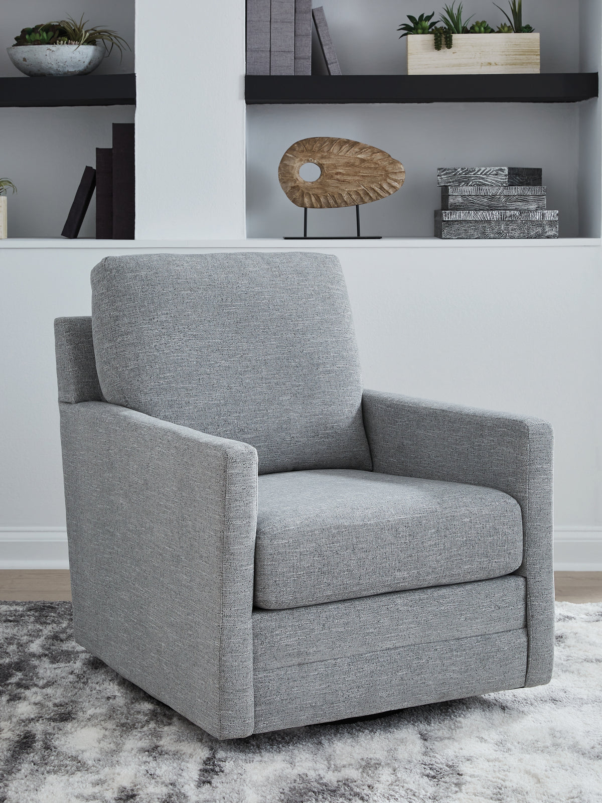 Hoover Furniture Outlet - Ashley Furniture - Freybourne Next-Gen Nuvella Swivel Accent Chair - Swivel Accent Chair / Pewter - A3000737