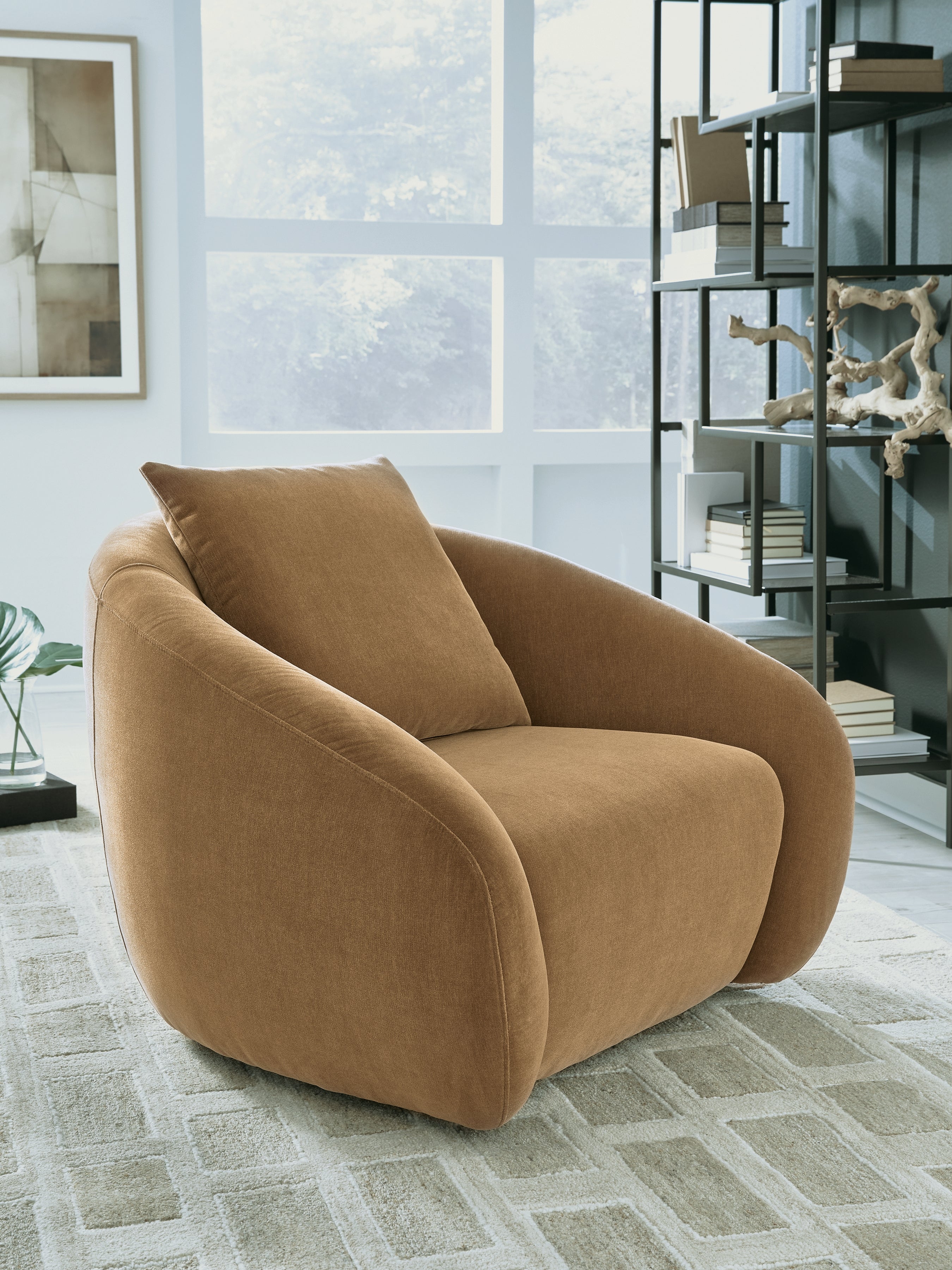 Hoover Furniture Outlet - Ashley Furniture - Yahya Swivel Accent Chair - Swivel Accent Chair / Camel - A3000781